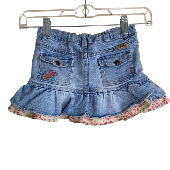 Levi's Ruffled Floral Denim Skirt w Built-in Shorts Toddler Girl's 2T - Picture 2 of 16